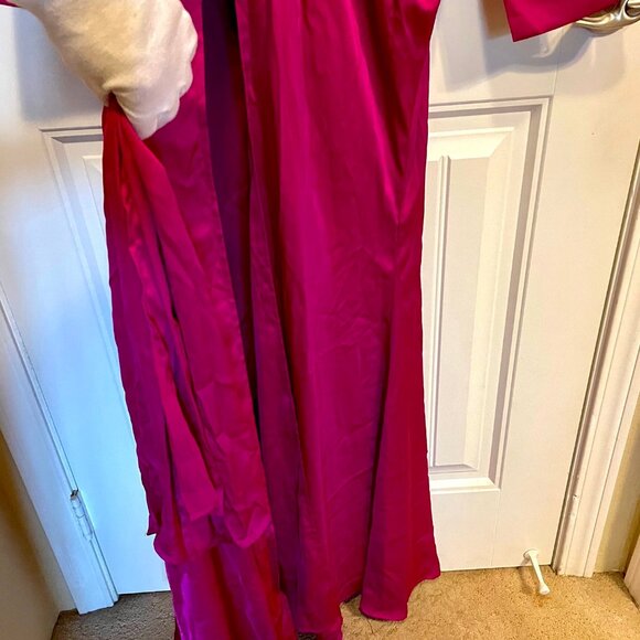 NEW Fashion Nova Queen Moment Satin Maxi Dress SZ 1X Magenta Dressy - Picture 13 of 15